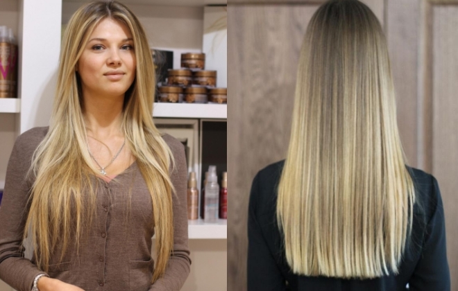 เฉดสีบลอนด์จานสีทั้งหมด: เย็นโทนอบอุ่นแอชคาราเมลบนออมเบร shatush บาลายาซ