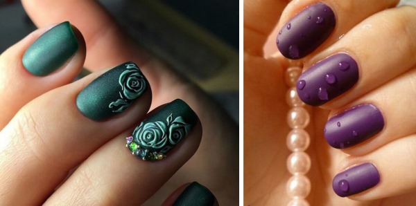 Manucure mate pour ongles courts avec vernis gel. Tendances de la mode 2020, nouveaux designs. Une photo