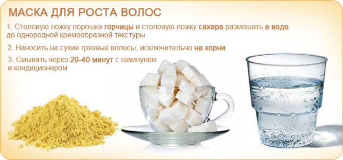 Masques capillaires à la moutarde sèche. Recettes pour la croissance et la chute des cheveux, avec des huiles, du sucre, des vitamines