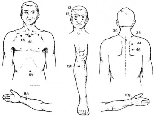Points actifs biologiques sur le corps humain qui sont responsables d'organes. Technique de massage par acupuncture