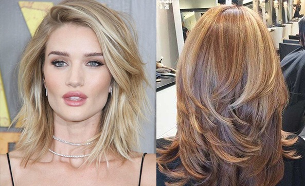 Cascade pour cheveux de longueur moyenne, fins, bouclés, bouclés. Coupe de cheveux avec une frange courte, oblique et droite. Qui convient, à quoi ça ressemble, photo