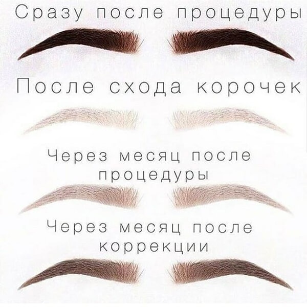Maquillage permanent des sourcils, saupoudrage de poudre. Photos avant et après, combien de temps, guérison